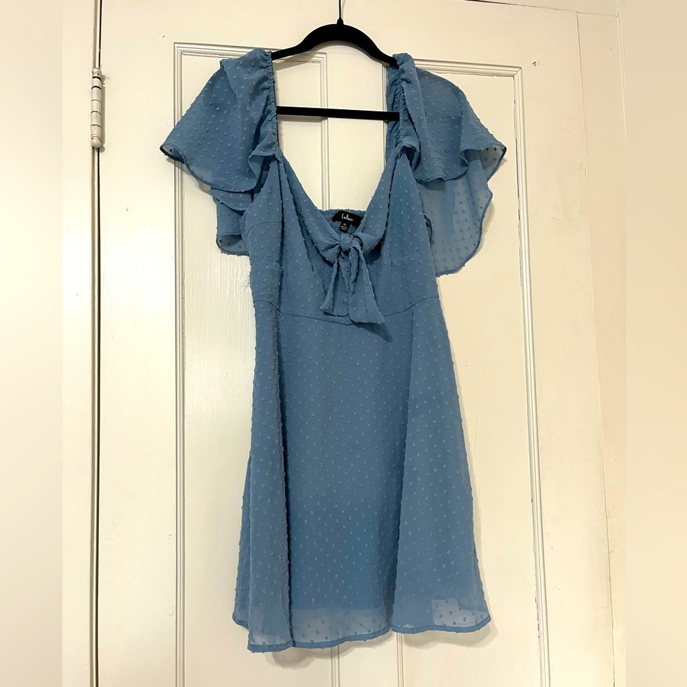 Lulus Blue Flutter sleeve Dress